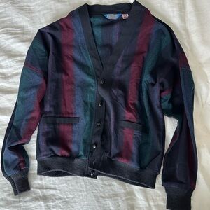 Vintage Pendleton Men's Striped Cardigan Sweater 100% Virgin Wool Made in USA
